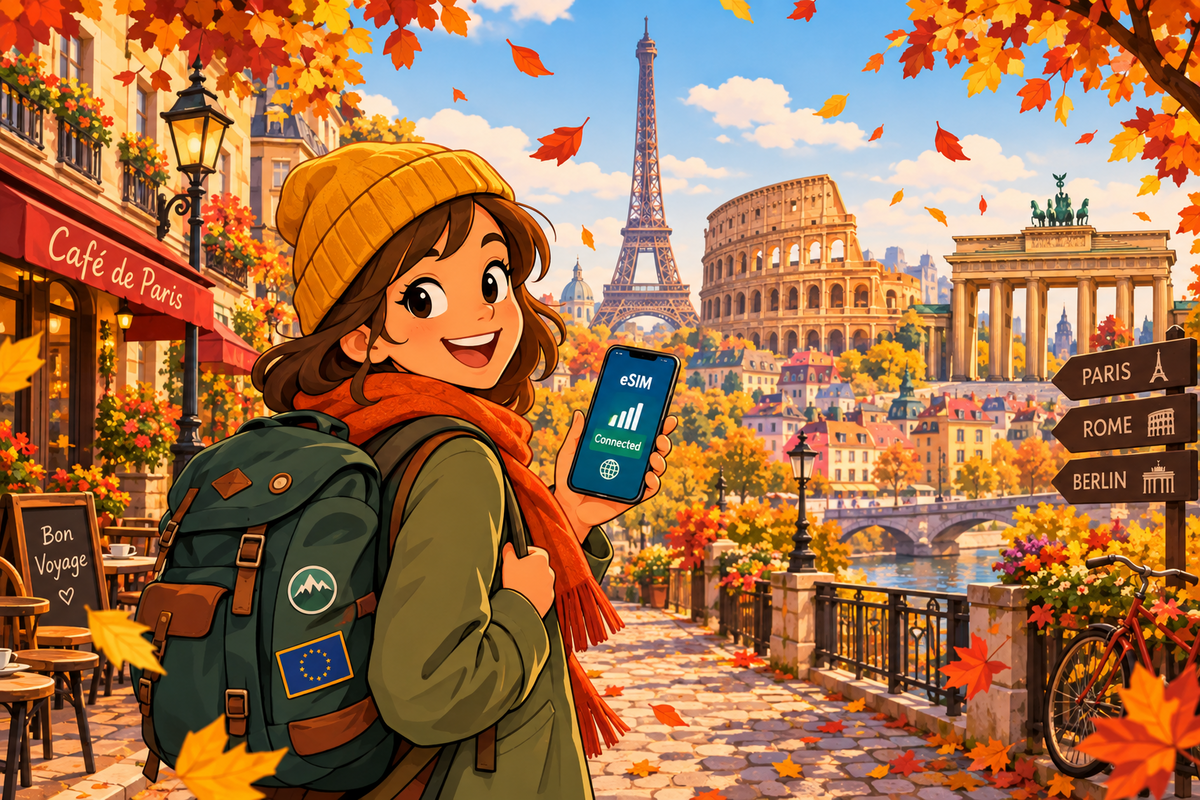 Europa im Herbst: Mit einer Reise-eSIM entspannt verbunden